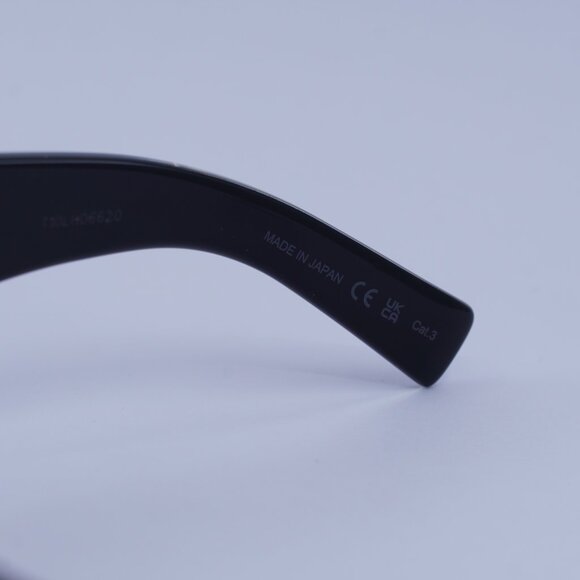 Saint Laurent SL572 001 Sunglasses Black with Silver Square Frame, Grey Lenses - Picture 10 of 15